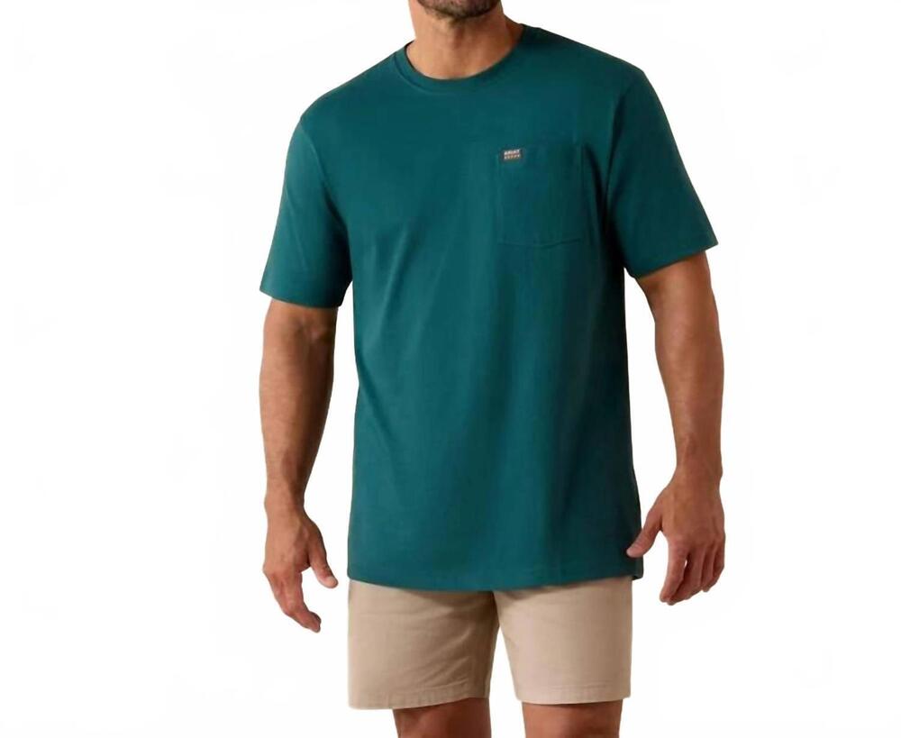 NEW ARIAT rebar cotton strong t-shirt in mediterranean